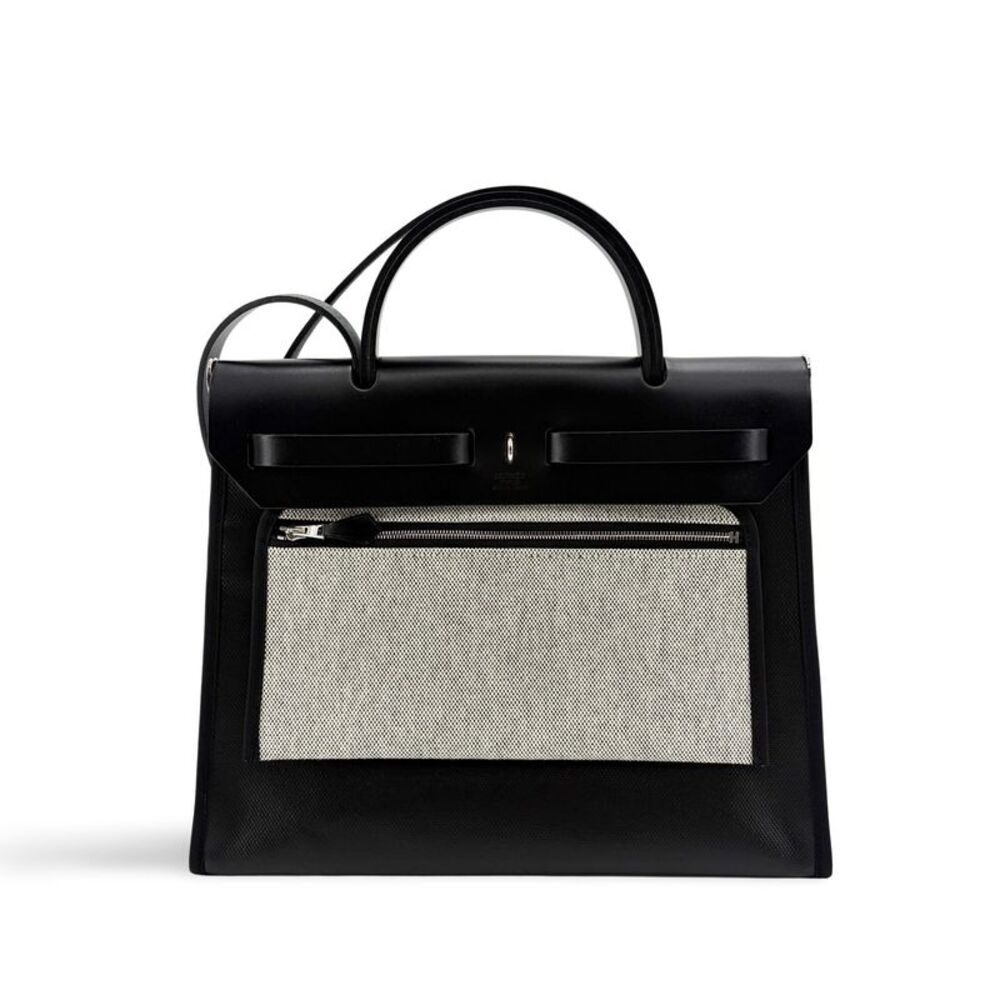 Hermès Herbag Zip 31 Black Ecrou Silver Hardware